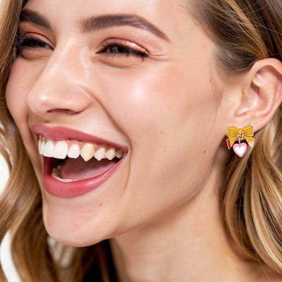 TEACHER STUDENT COLLEGE Book & Pencil Bow Heart Stud Earrings SET - Great Gift