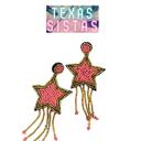  Seed Bead Star Fringe Earrings Coral & Gold