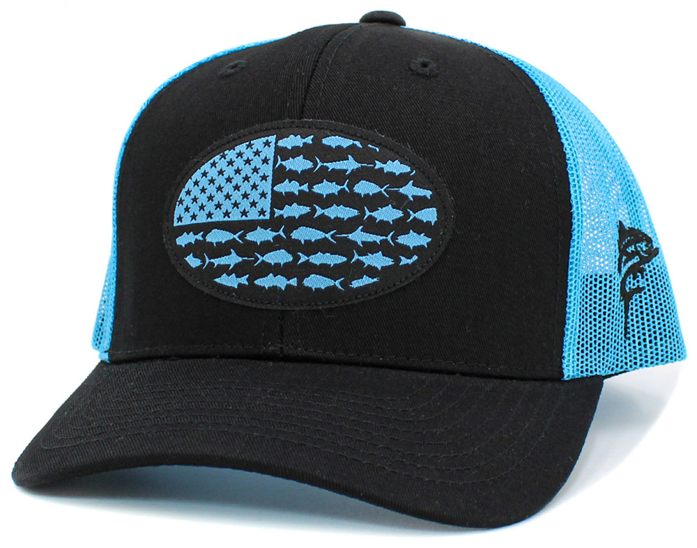 ROUND FISH FLAG PATCH TRUCKER HATS