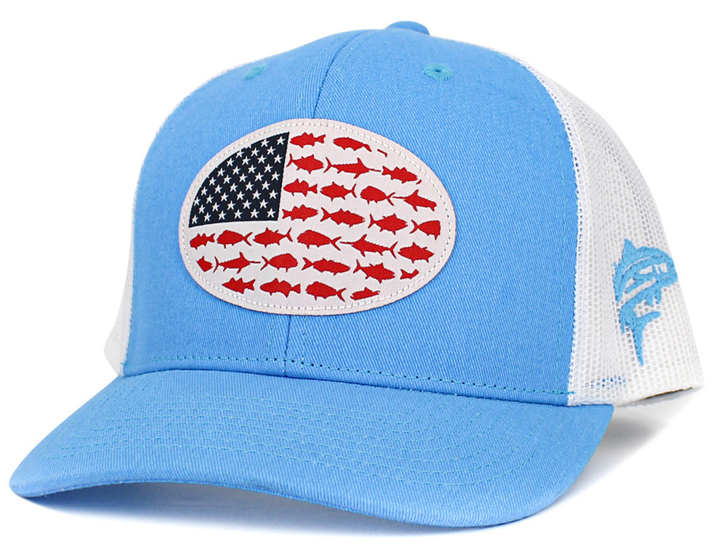 ROUND FISH FLAG PATCH TRUCKER HATS