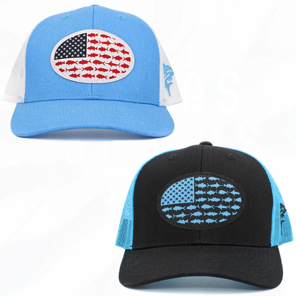 ROUND FISH FLAG PATCH TRUCKER HATS