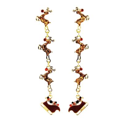 CHRISTMAS Santa's Sleigh with Rudolph Dangle Earrings - So cute