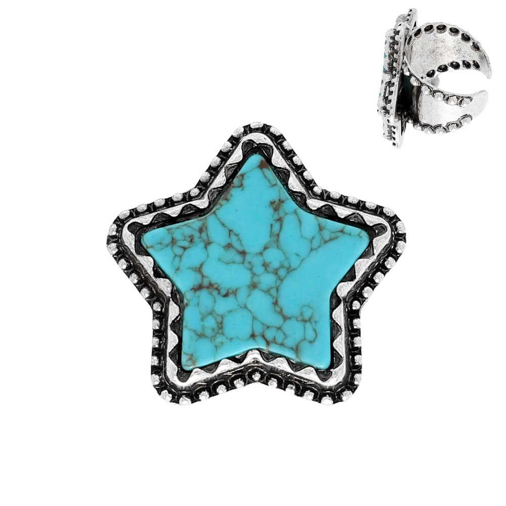 Turquoise Chunk STAR Adjustable Ring