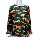  Colorful Horse Fringe Poncho