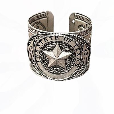 Silver Western State of TEXAS Star Cuff Bracelet