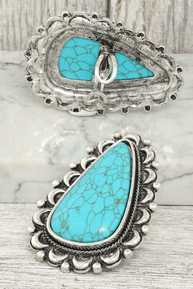 Teardrop Turquoise Adjustable Ring - FREE SHIPPING