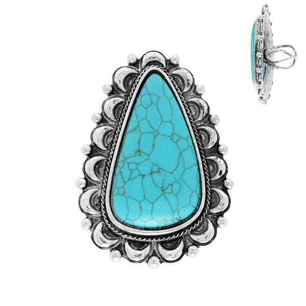 Teardrop Turquoise Adjustable Ring - FREE SHIPPING