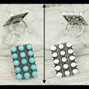  Western Bubble Rectangle Stretch Rings - Silver or Turquoise