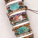  Natural Stone Rose Multi Color Vegan Wrap Bracelet
