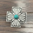  Concho Turquoise Stone Cross Cuff Ring
