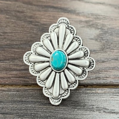 Silver Design Concho Cuff Ring Turquoise Stone