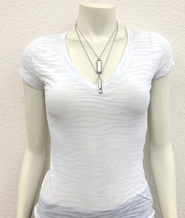 Double White Turquoise Bar Necklace