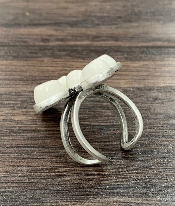 White Turquoise Cross Cuff Ring