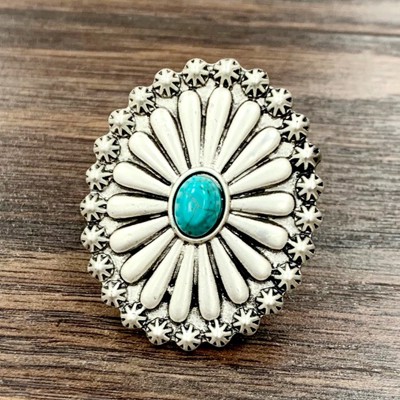 Concho Starburst Turquoise Stone Cuff Ring