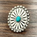  Concho Starburst Turquoise Stone Cuff Ring