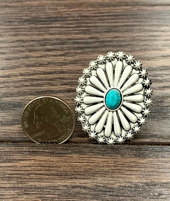 Concho Starburst Turquoise Stone Cuff Ring