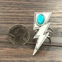  Navajo Lightning Bolt Turquoise Stone Cuff Ring