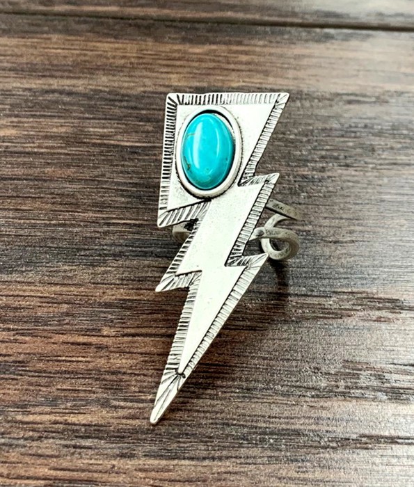 Navajo Lightning Bolt Turquoise Stone Cuff Ring