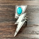  Navajo Lightning Bolt Turquoise Stone Cuff Ring