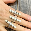 White Natural Stone Cuff Ring