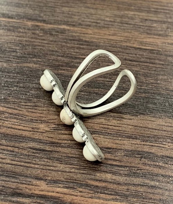 White Natural Stone Cuff Ring