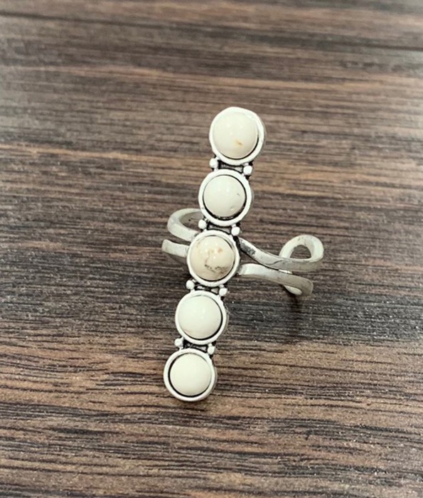 White Natural Stone Cuff Ring