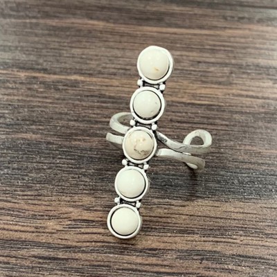 White Natural Stone Cuff Ring