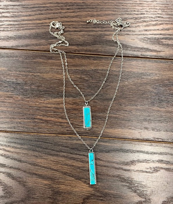 Double Turquoise Bar Strand Necklace