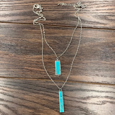 Double Turquoise Bar Strand Necklace