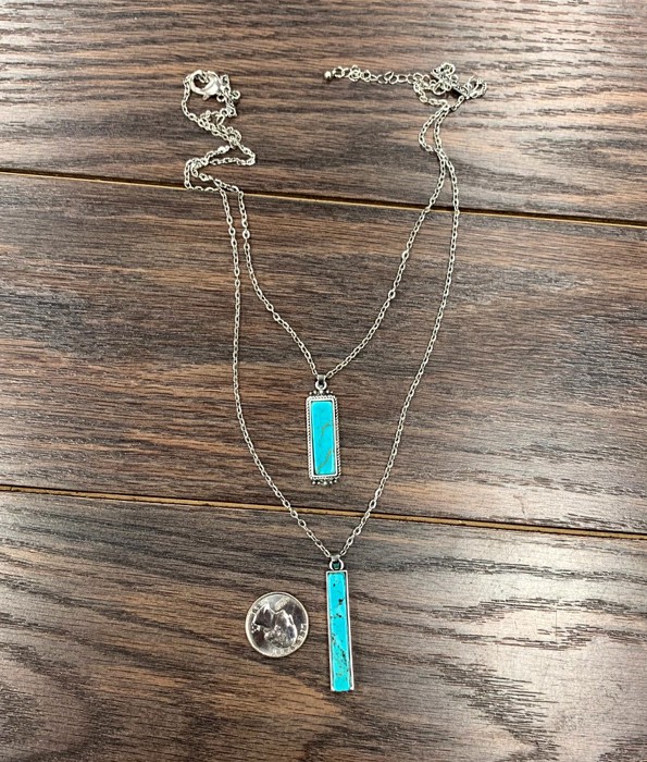 Double Turquoise Bar Strand Necklace