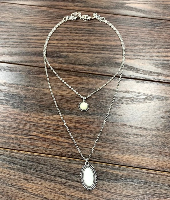 White Turquoise Double Drop Necklace