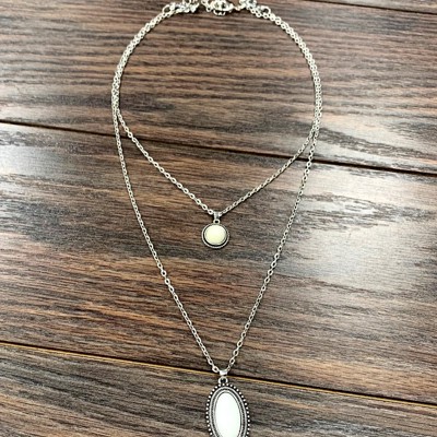 White Turquoise Double Drop Necklace