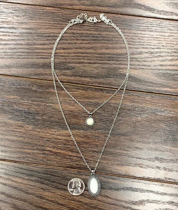 White Turquoise Double Drop Necklace