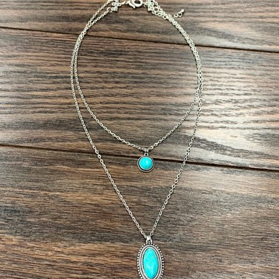 Double Chain Turquoise DROP Necklace