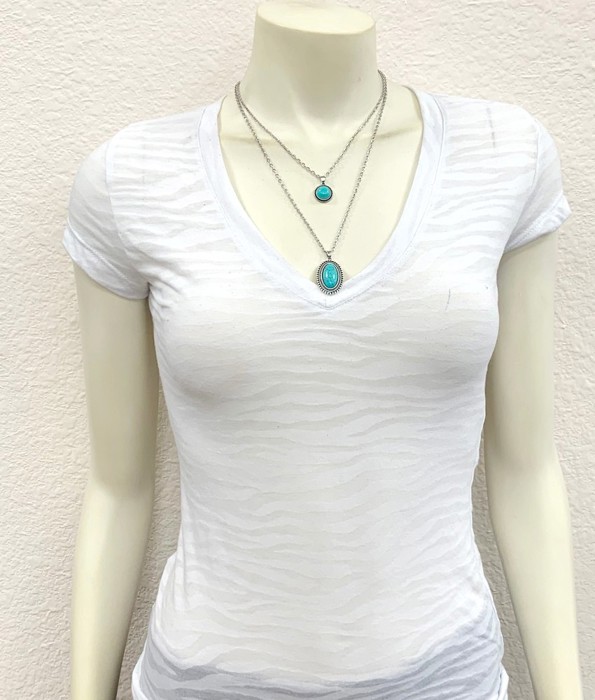 Double Chain Turquoise DROP Necklace