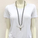  30" Navajo Bead Longhorn Pendant Necklace