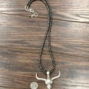  30" Navajo Bead Longhorn Pendant Necklace
