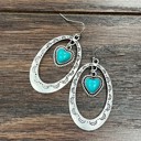  Heart Turquoise Drop Dangle Silver Earrings