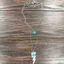  Double Strand Lightning Bolt Tuquoise Silver Necklace