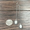  White Stone Starburst Dangle Drop Earrings