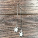  White Stone Starburst Dangle Drop Earrings