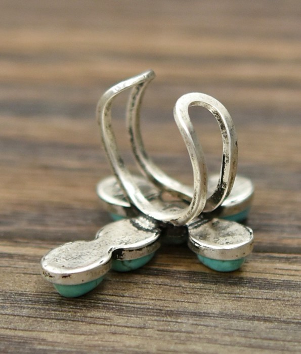 Turquoise Stone Cross Cuff Ring
