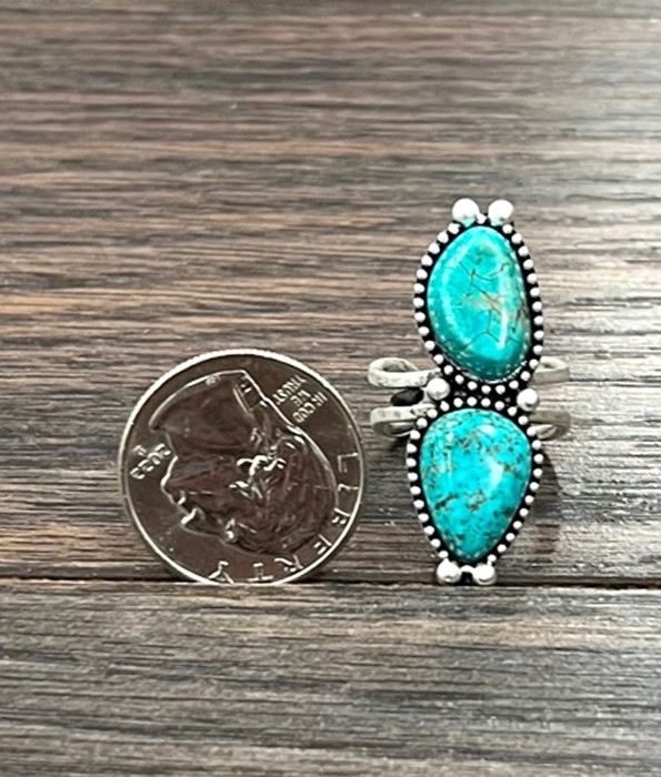 Navajo Turquoise Double Stone Cuff Ring