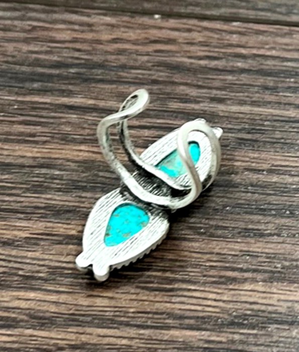 Navajo Turquoise Double Stone Cuff Ring