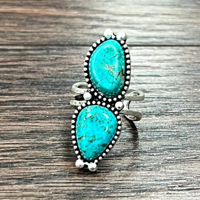 Navajo Turquoise Double Stone Cuff Ring