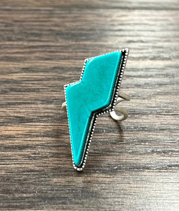 Lightning Bolt Turquoise Cuff Ring