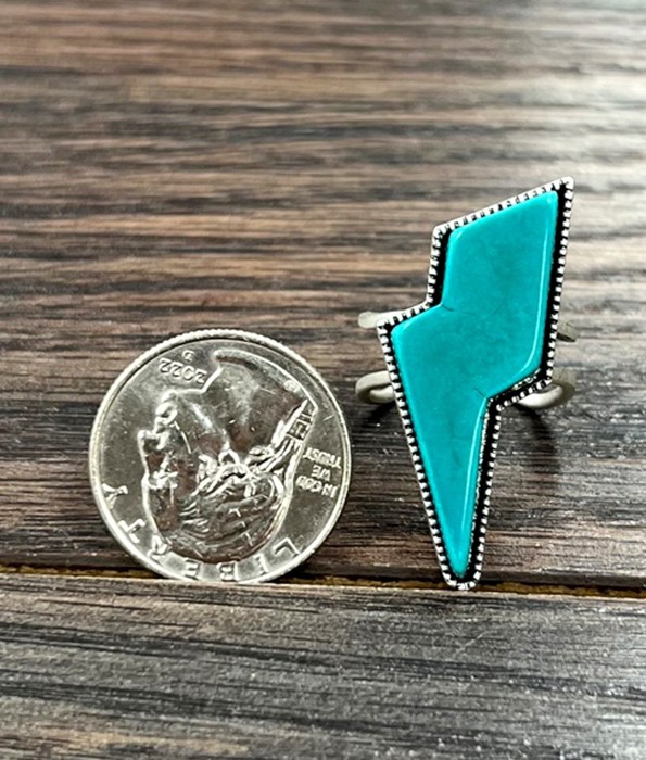 Lightning Bolt Turquoise Cuff Ring