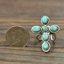  Turquoise Stone Cross Cuff Ring