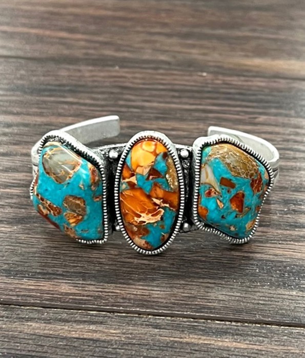 Beautiful Colorful Gemstone Cuff Bracelet