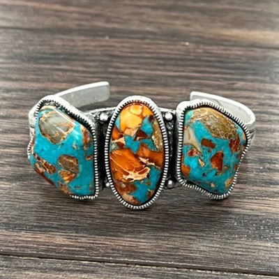 Beautiful Colorful Gemstone Cuff Bracelet